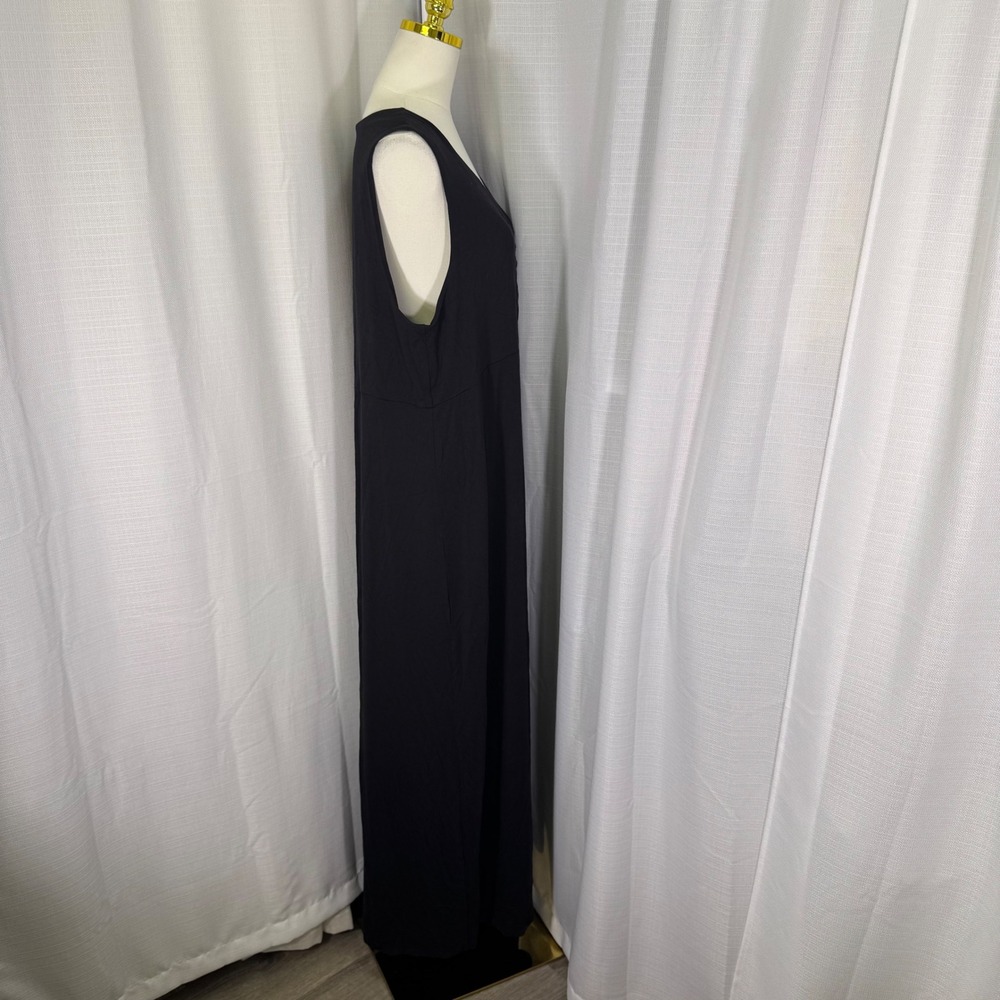 NWOT Talbots Maxi Jersey Dress 2X Black V-Neck Ruched‎ Empire Waist Sleeveless - Picture 12 of 12